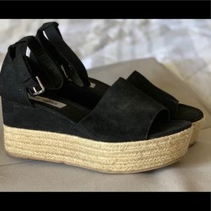 Steve Madden Black Platform Suede Espadrilles